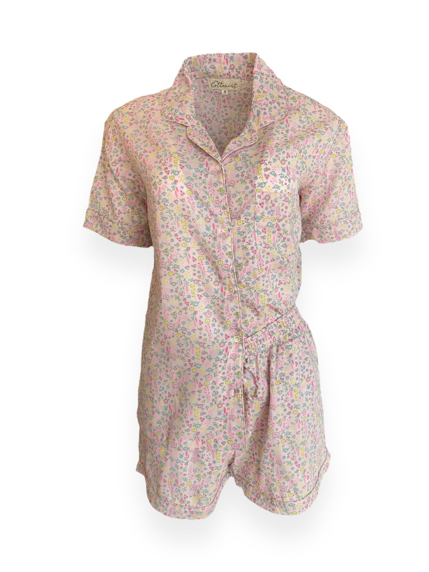 Soft Pink & Lemon Ditsy print Shorts set