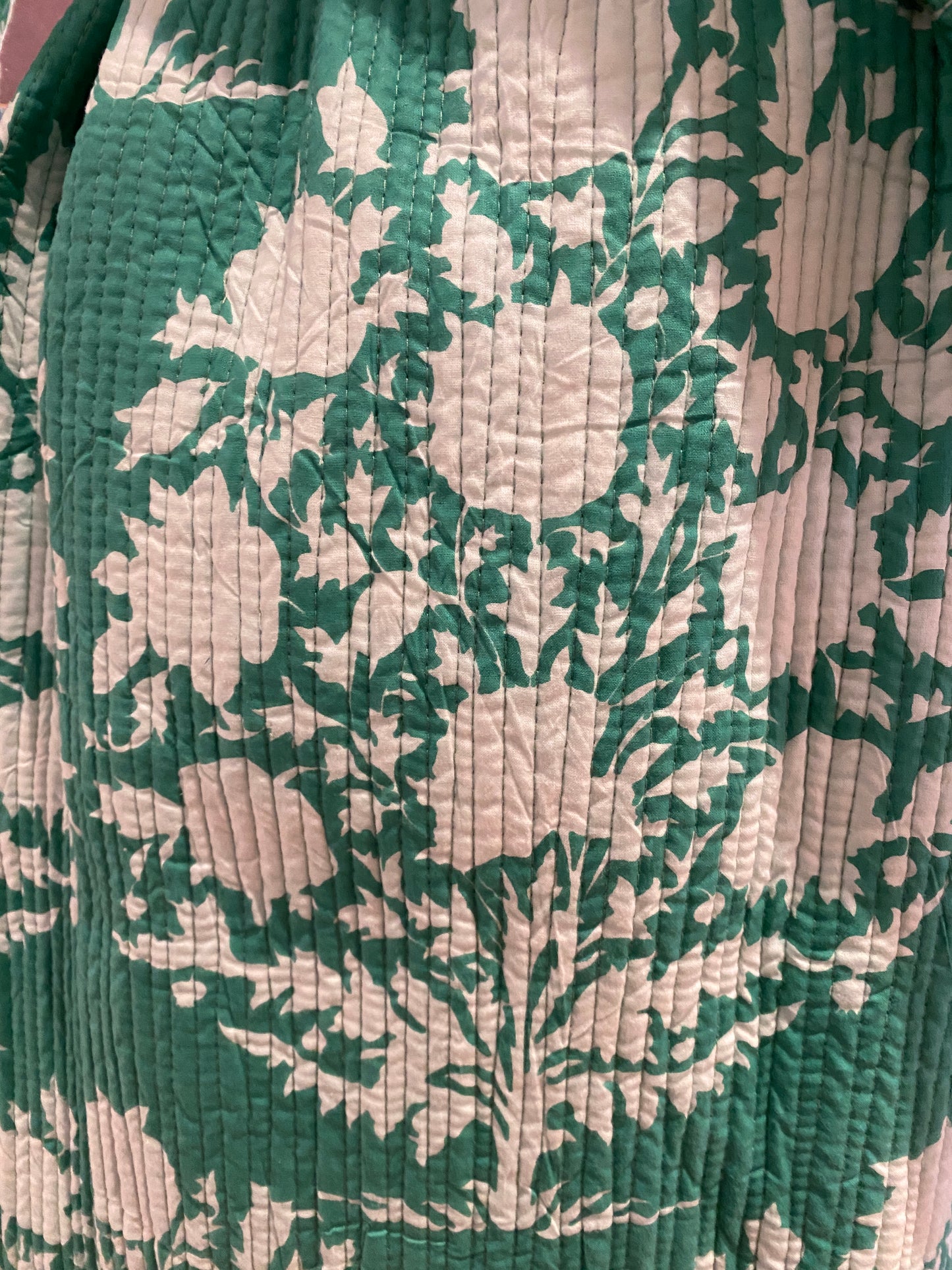 Turquoise Green Reversible Quilted Kimono robe