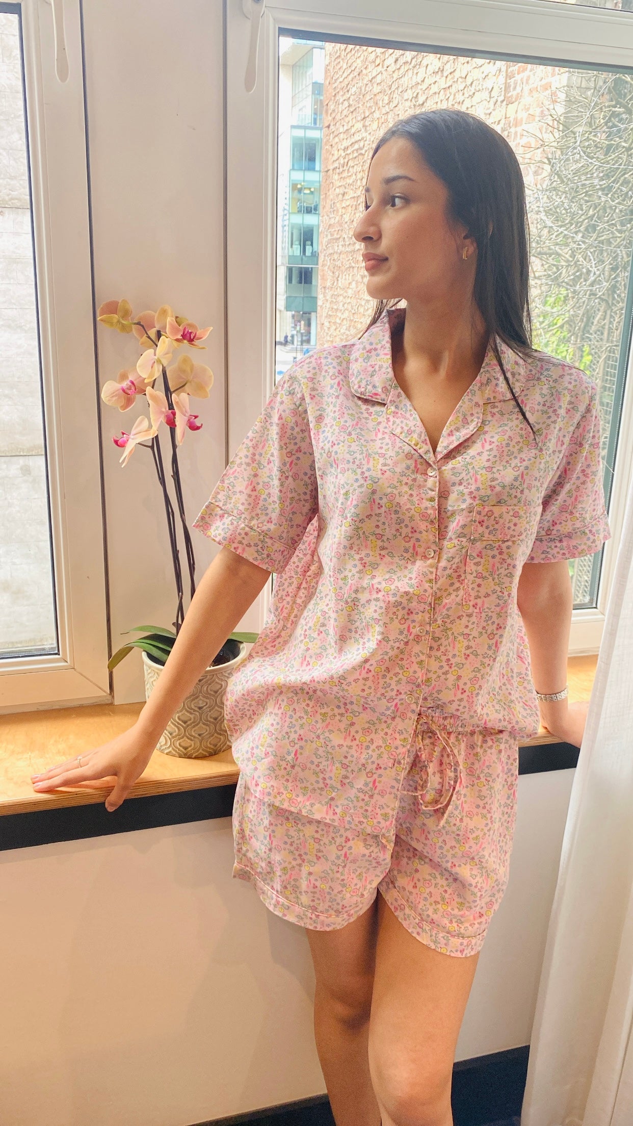 Soft Pink & Lemon Ditsy print Shorts set