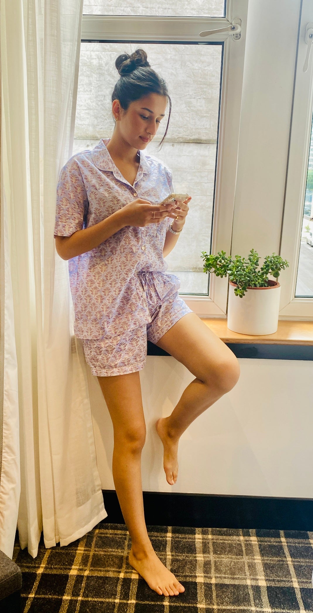 Pale Lavender Pink booti shorts set