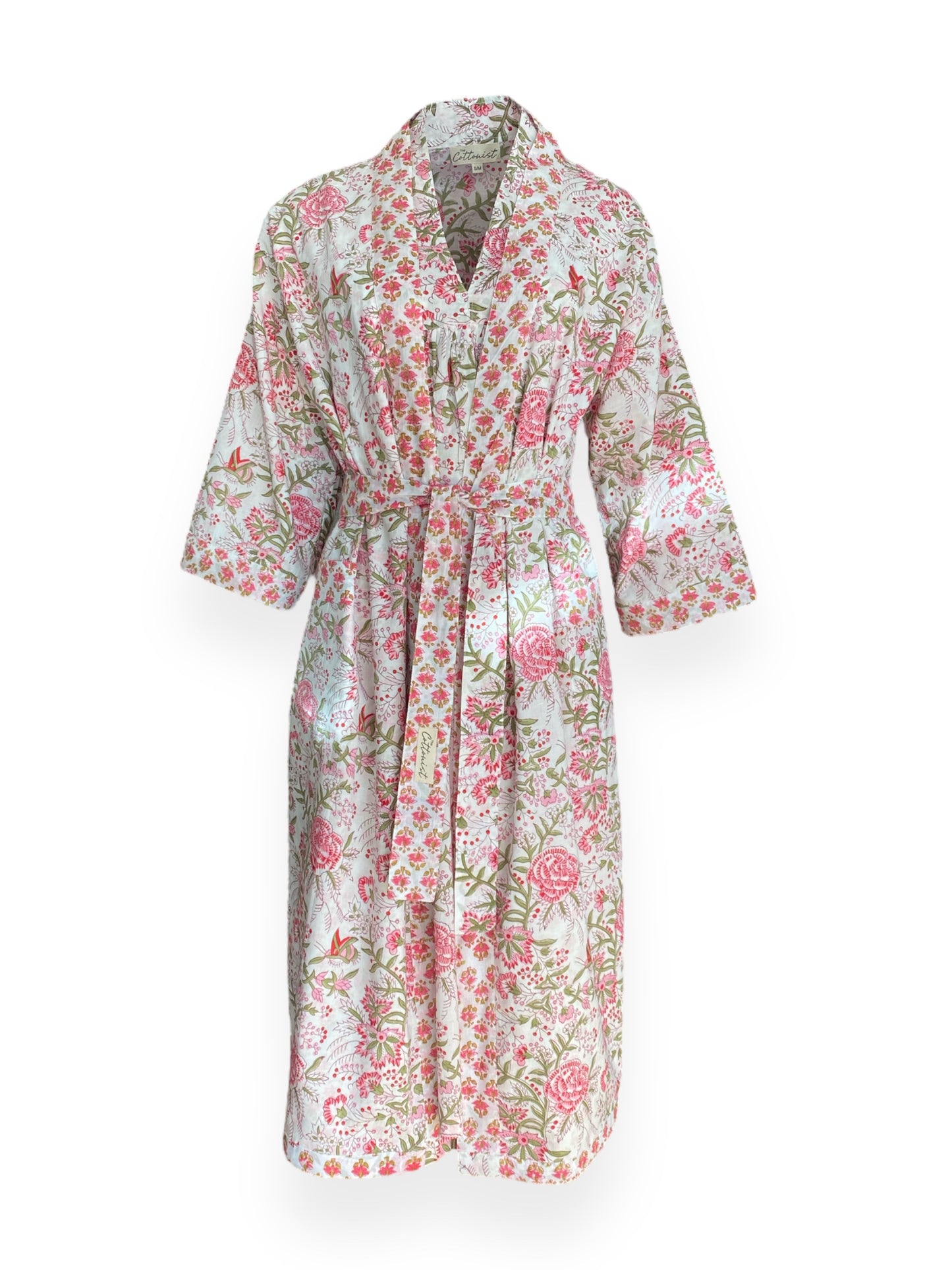 Raspberry Pink Booti jaal Reversible Cotton Robe/Kaftan