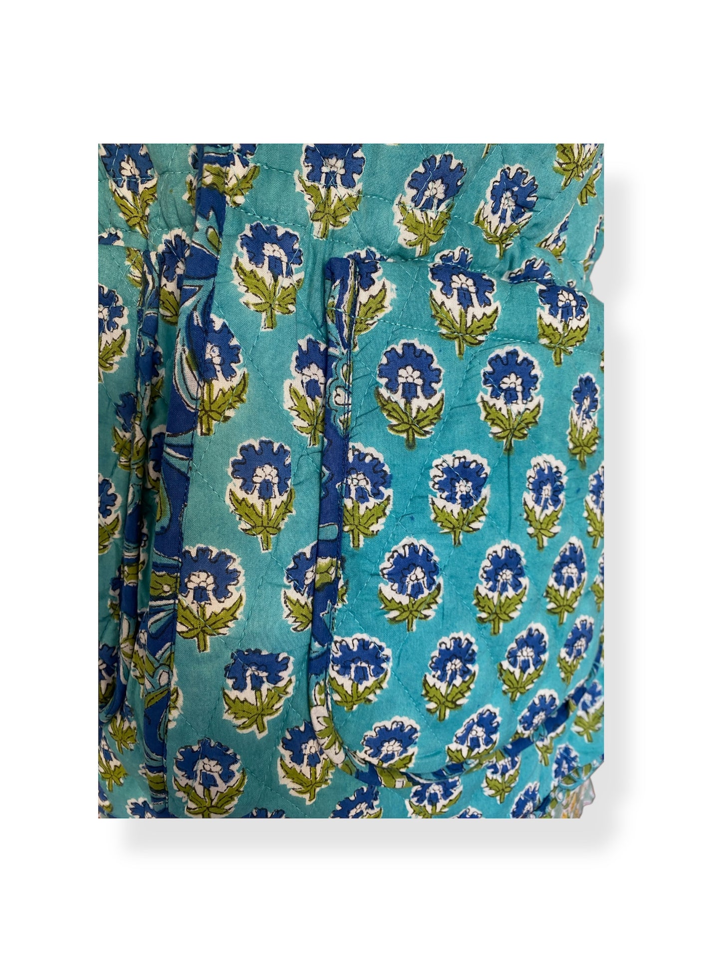 Turquoise Blue Bahaar Booti Reversible Quilted Gilet