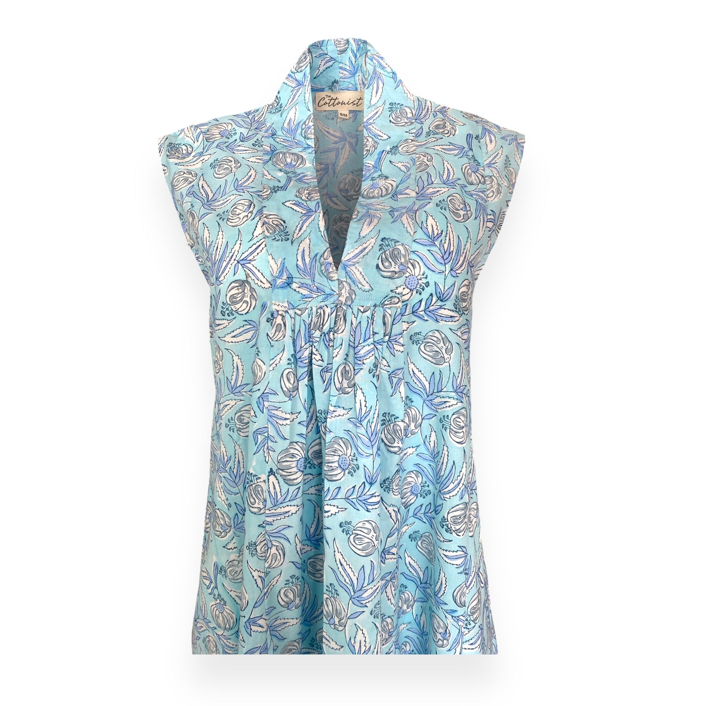 Ice Blue floral jaal Nightdress
