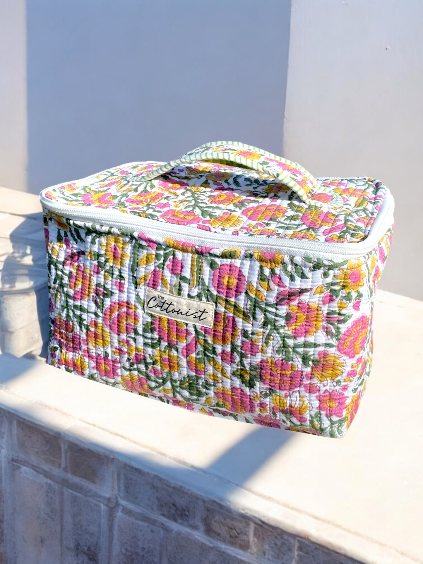 Spring time handblock print cosmetic bag / travel kit