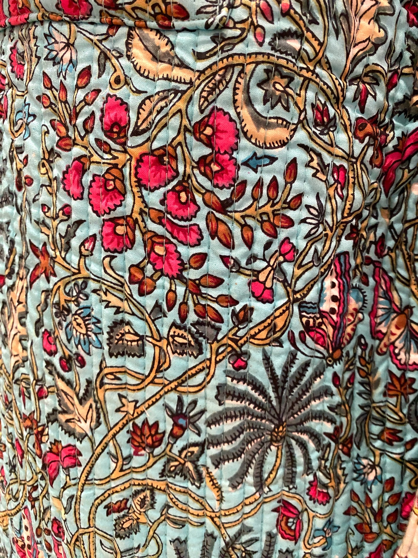 Aqua Jaal Reversible Quilted Kimono robe