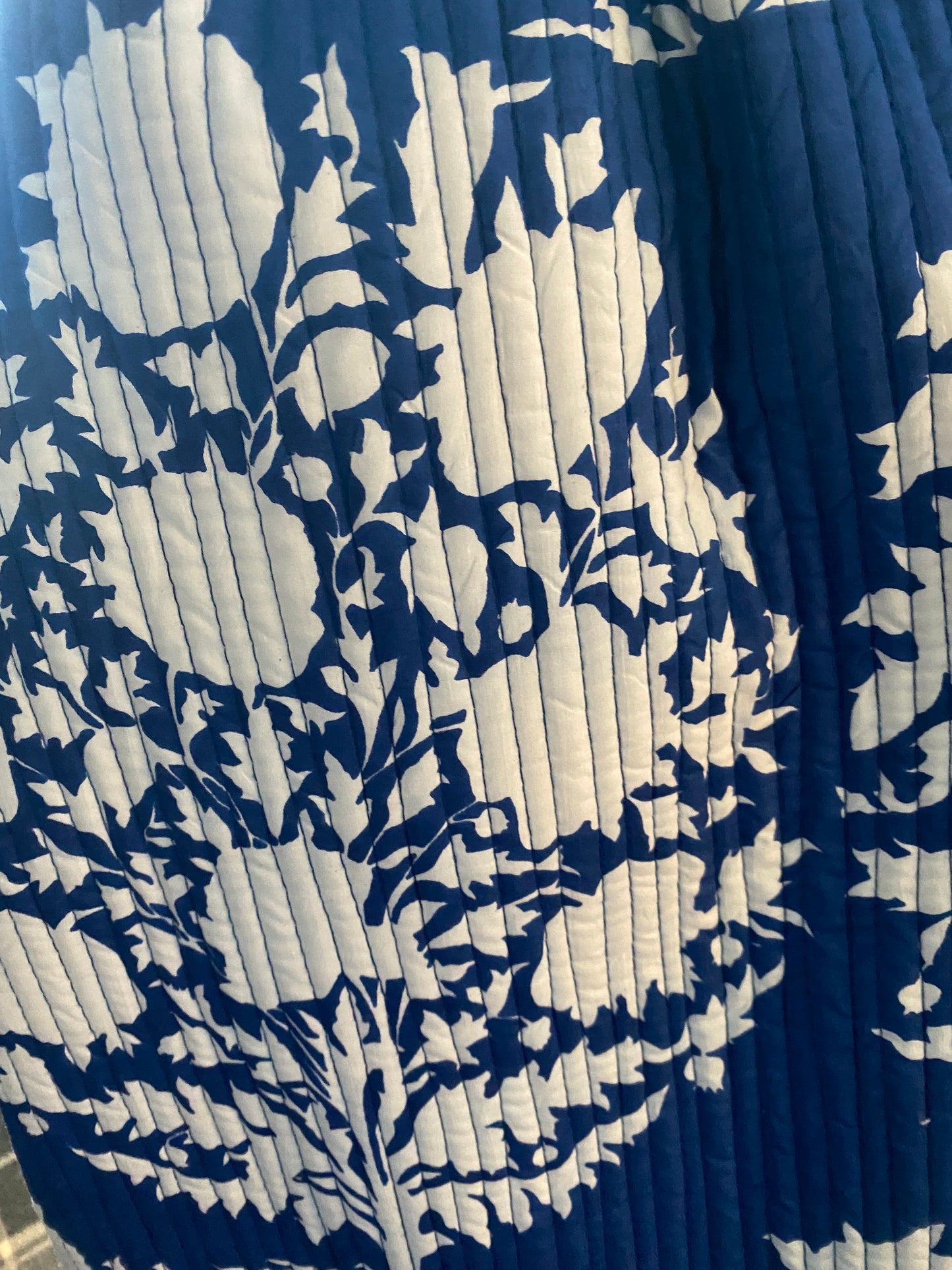 Neelam(Blue) booti/Ikat handblock print Reversible Quilted Kimono robe