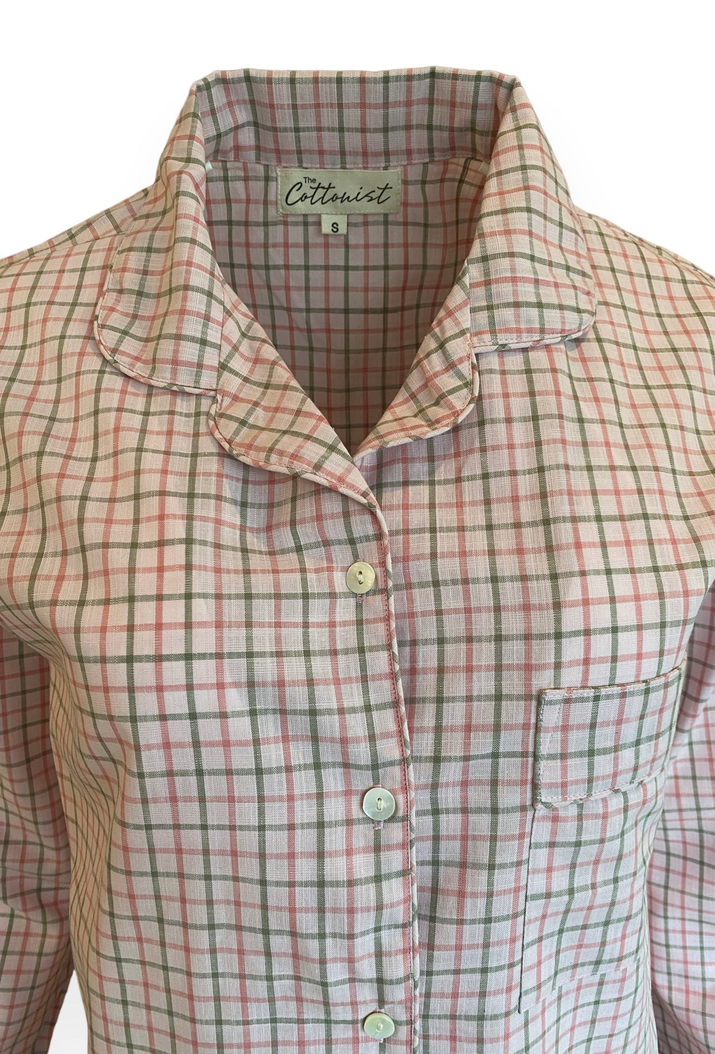 Pale Pink & green check print Pyjama set