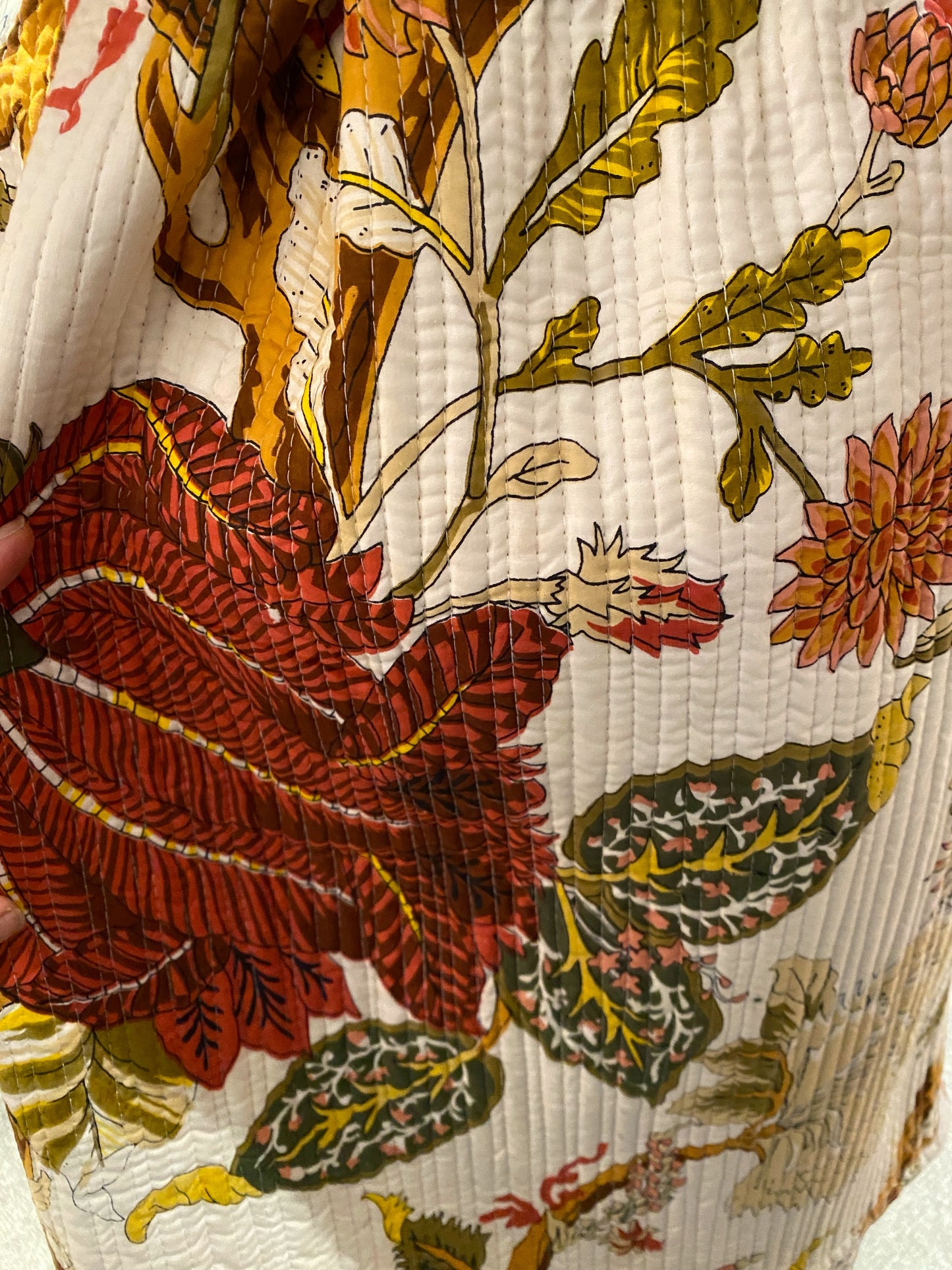 Ochre and Ivory Reversible Quilted Kimono robe