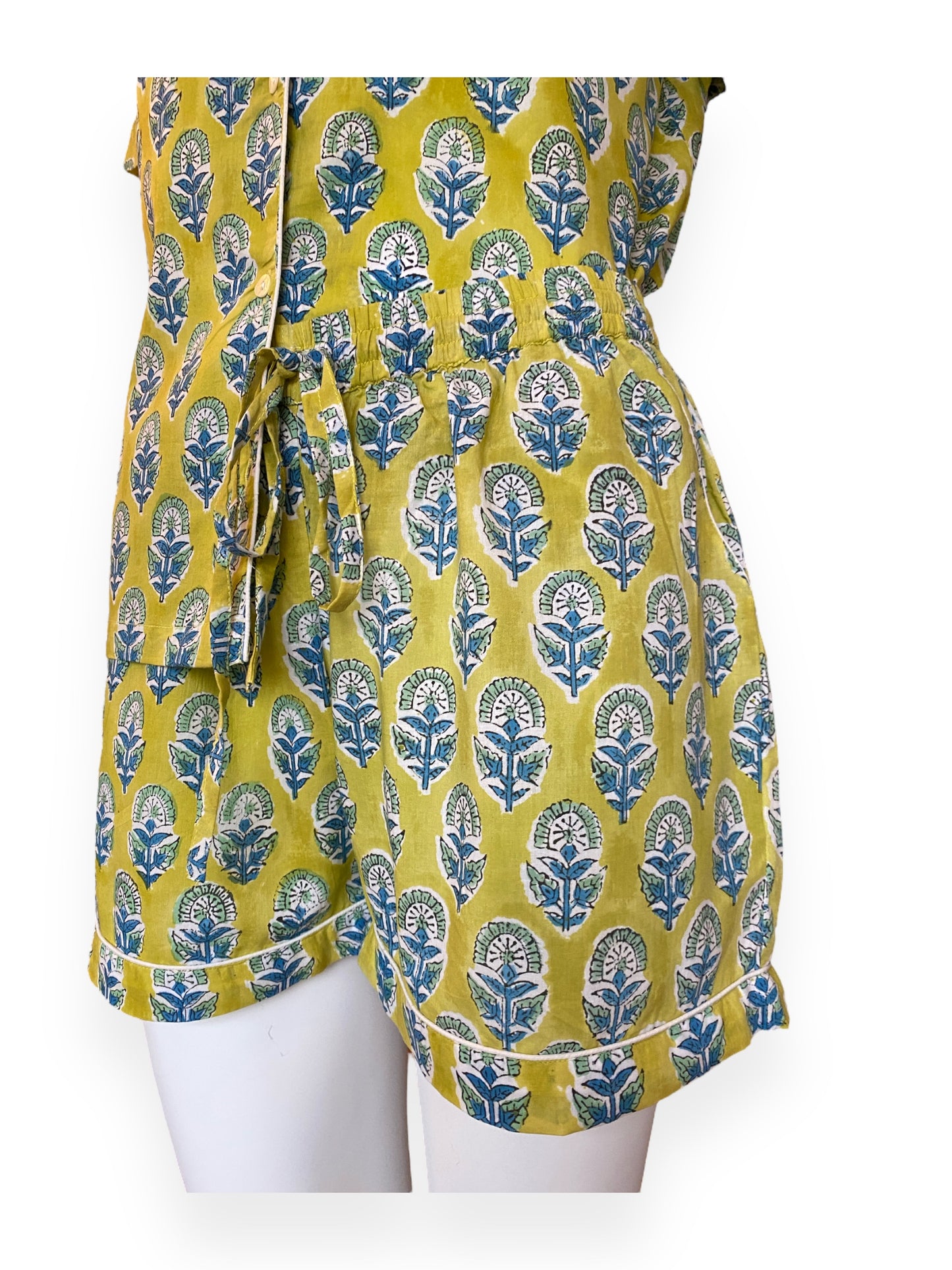 Lime green & Blue Booti Shorts set