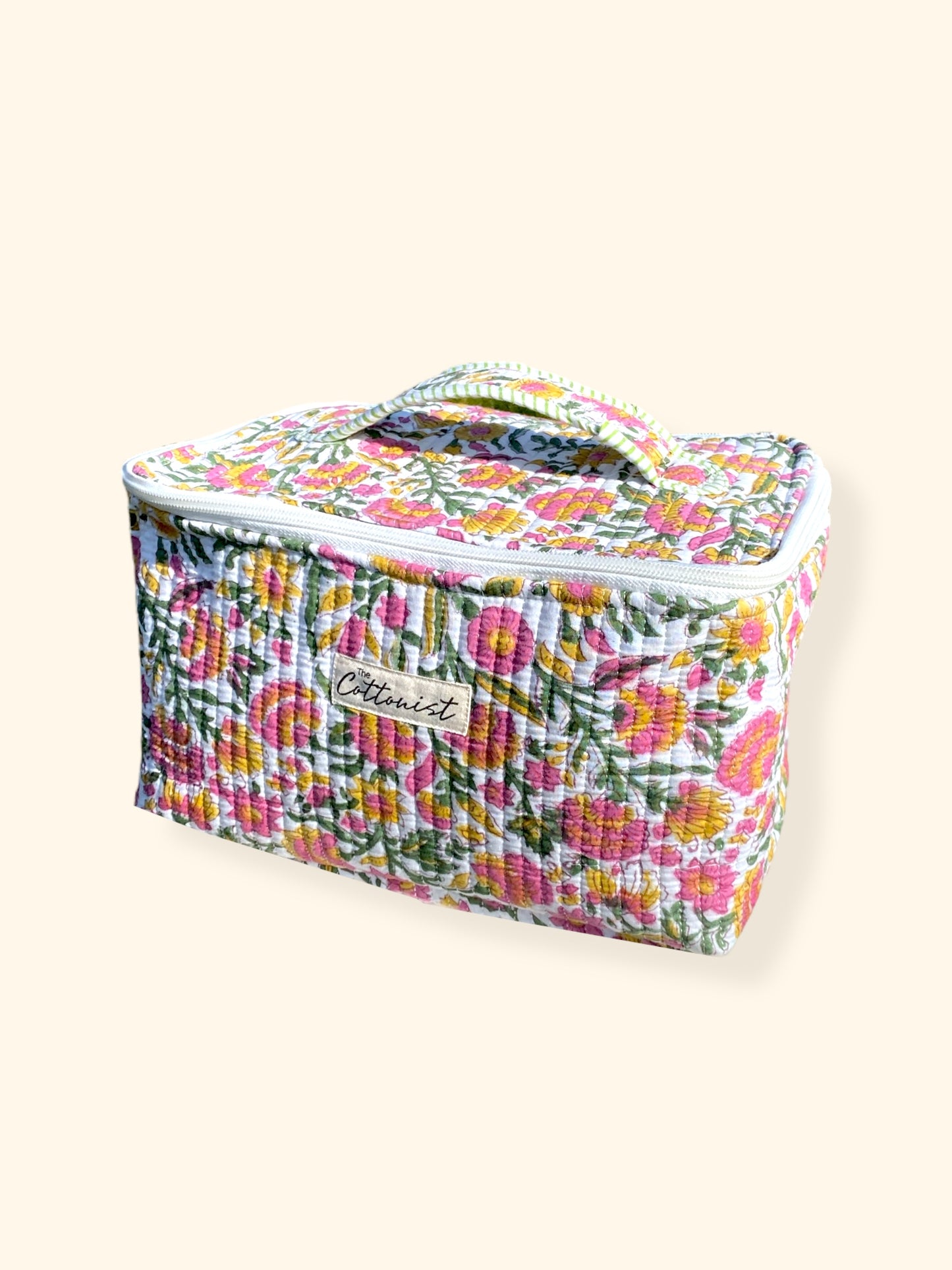 Spring time handblock print cosmetic bag / travel kit