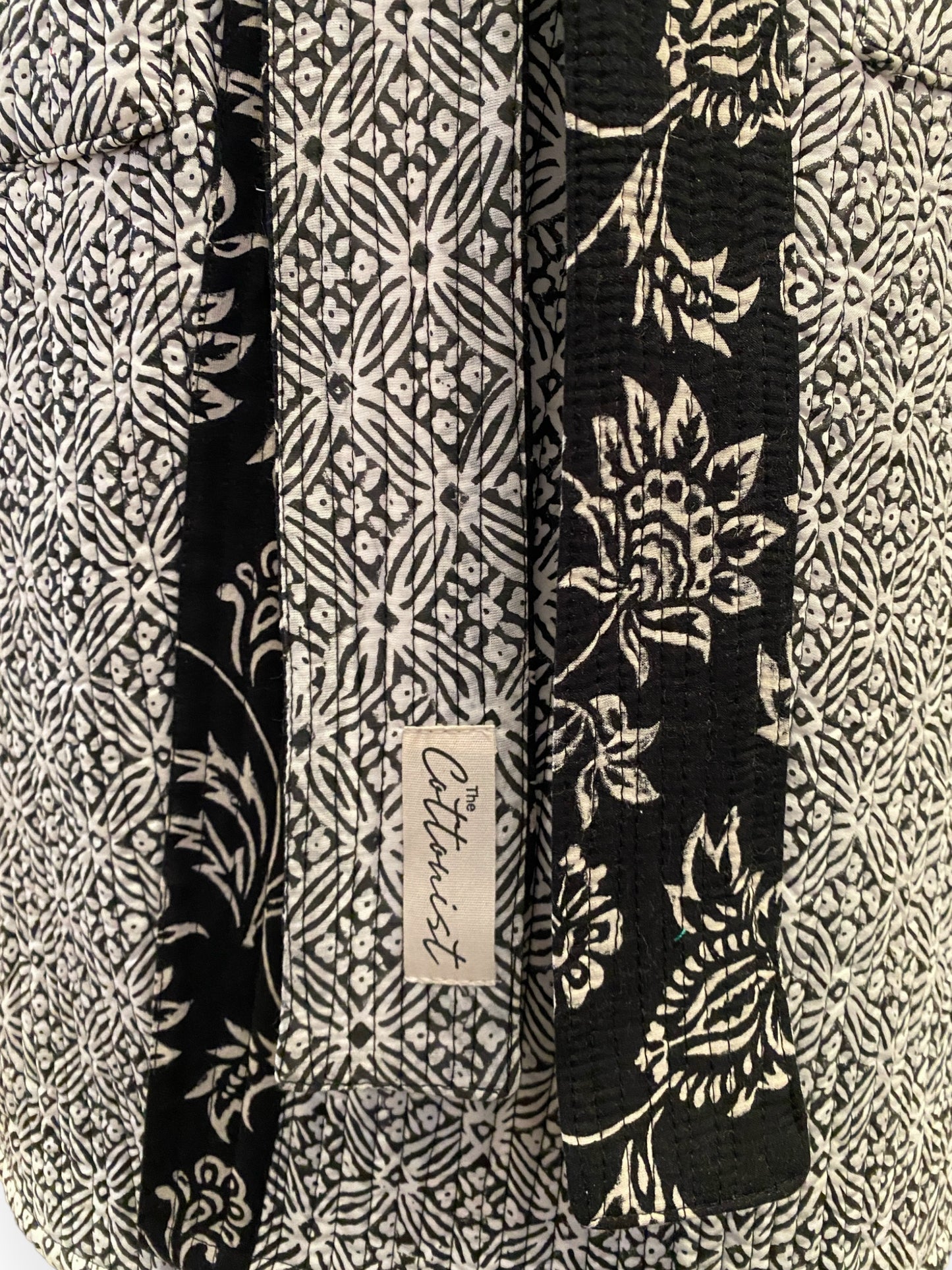 Black & White Chint handblock print Reversible Quilted Kimono robe