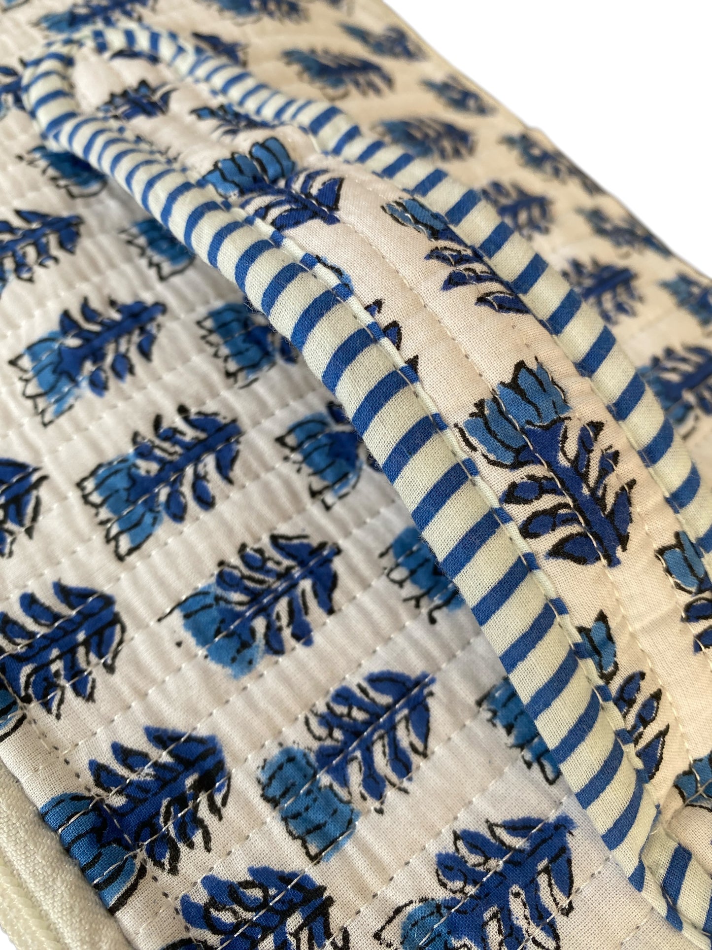 Blue Florals Handblock printed cosmetic bag /Travel kit