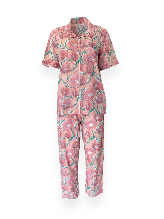 Peach Poppy floral print Pyjama set