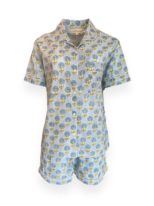 Sky blue Carnation Shorts set