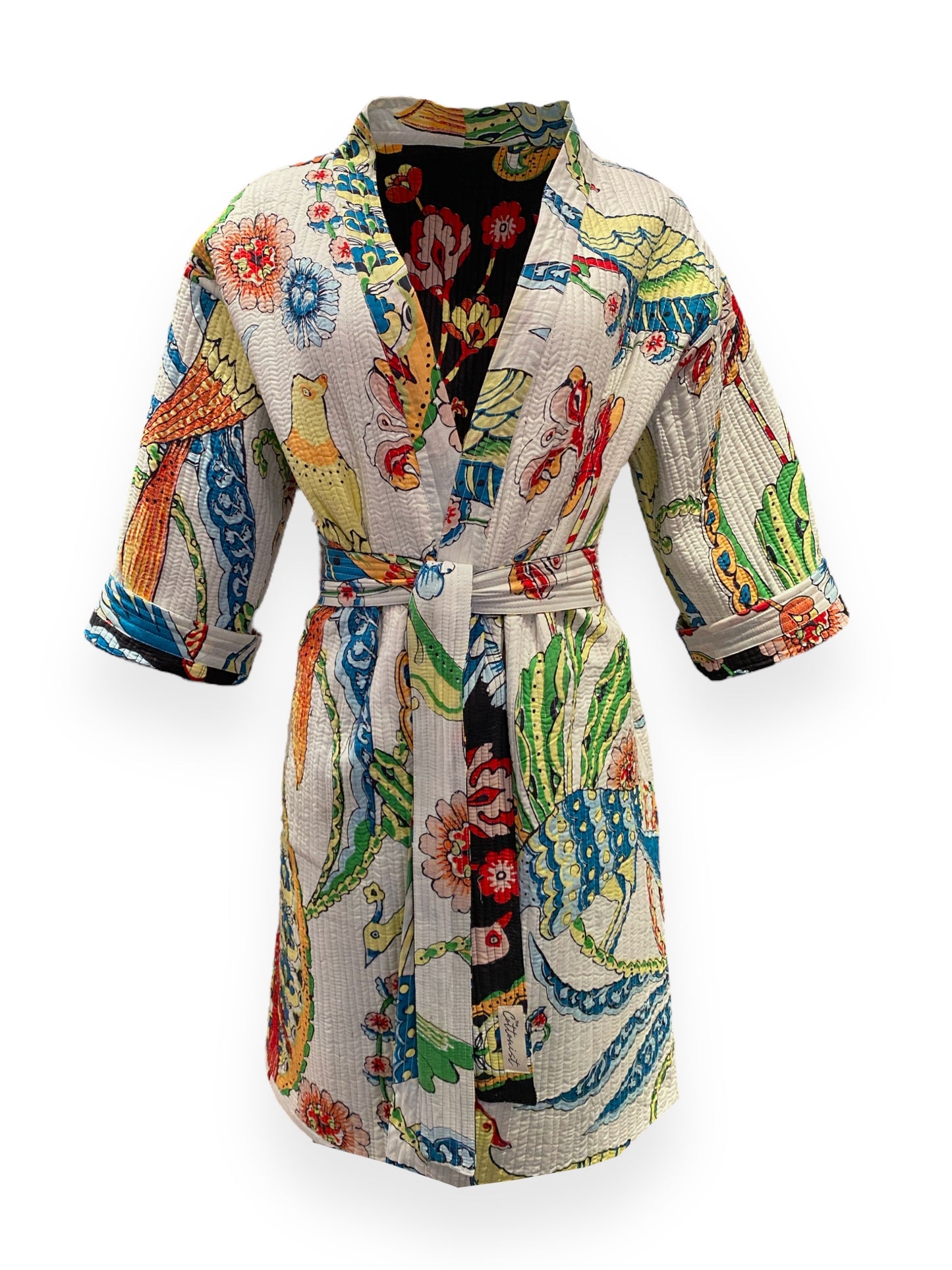 Birds of Paradise Reversible Quilted Kimono robe