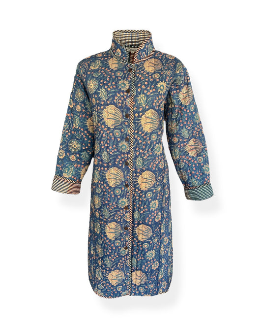 Inky Blue Flora Quilted Jacket