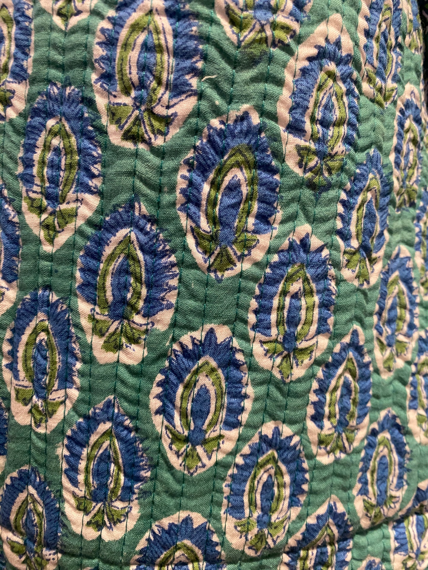 Turquoise Green Reversible Quilted Kimono robe