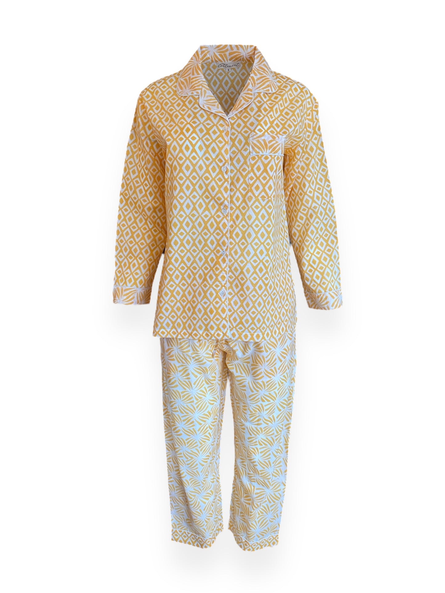 Dandelion Yellow handblock print Pyjama set