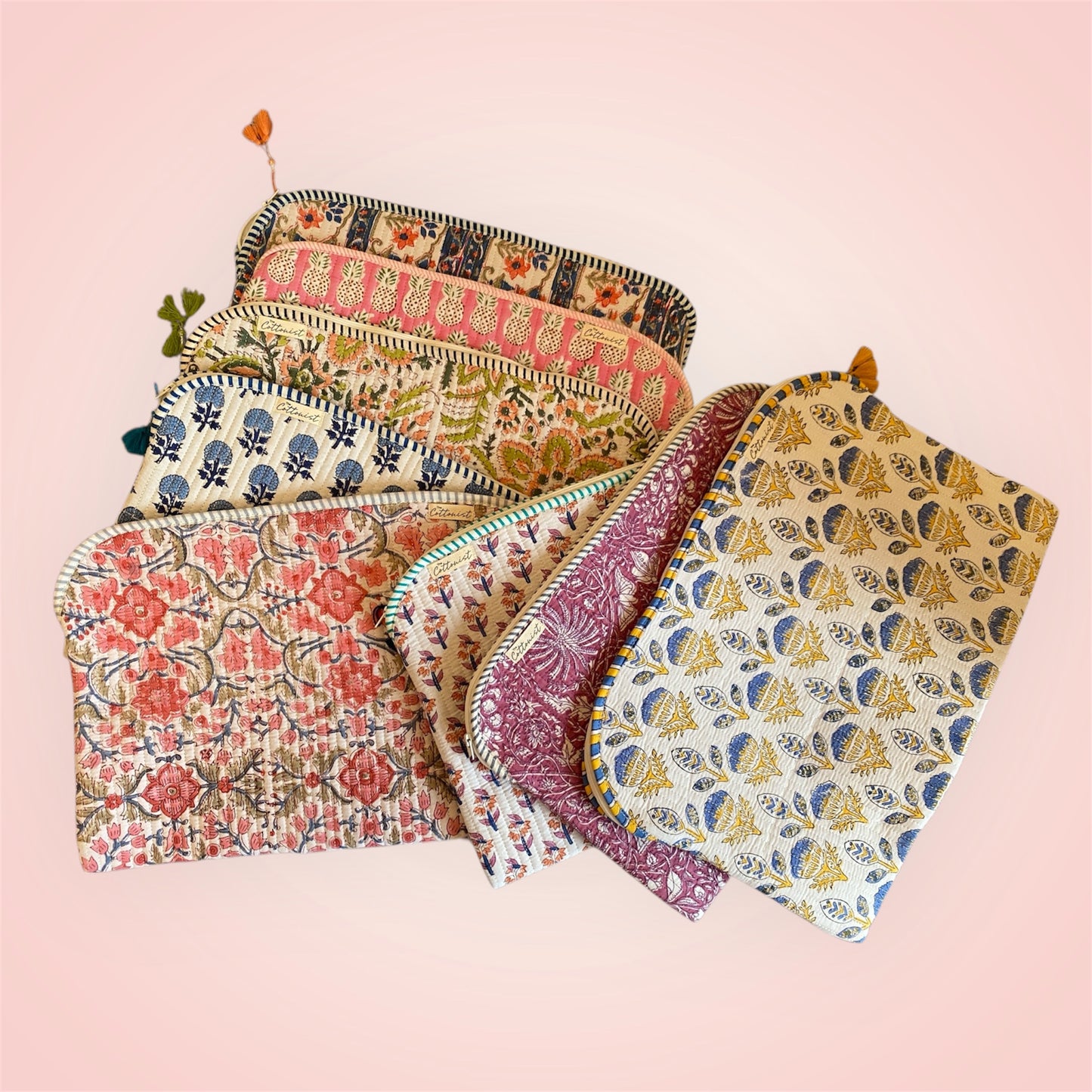 Coral & Blue Quilted Laptop Sleeve