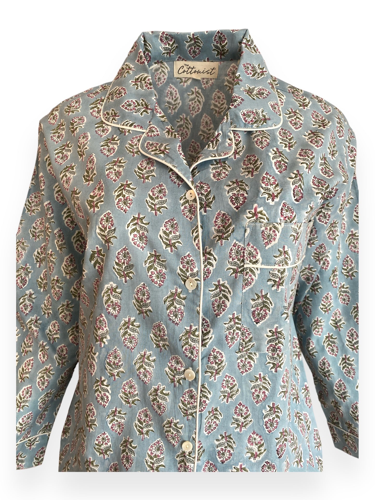 Blue-grey booti handblock print Pyjama set