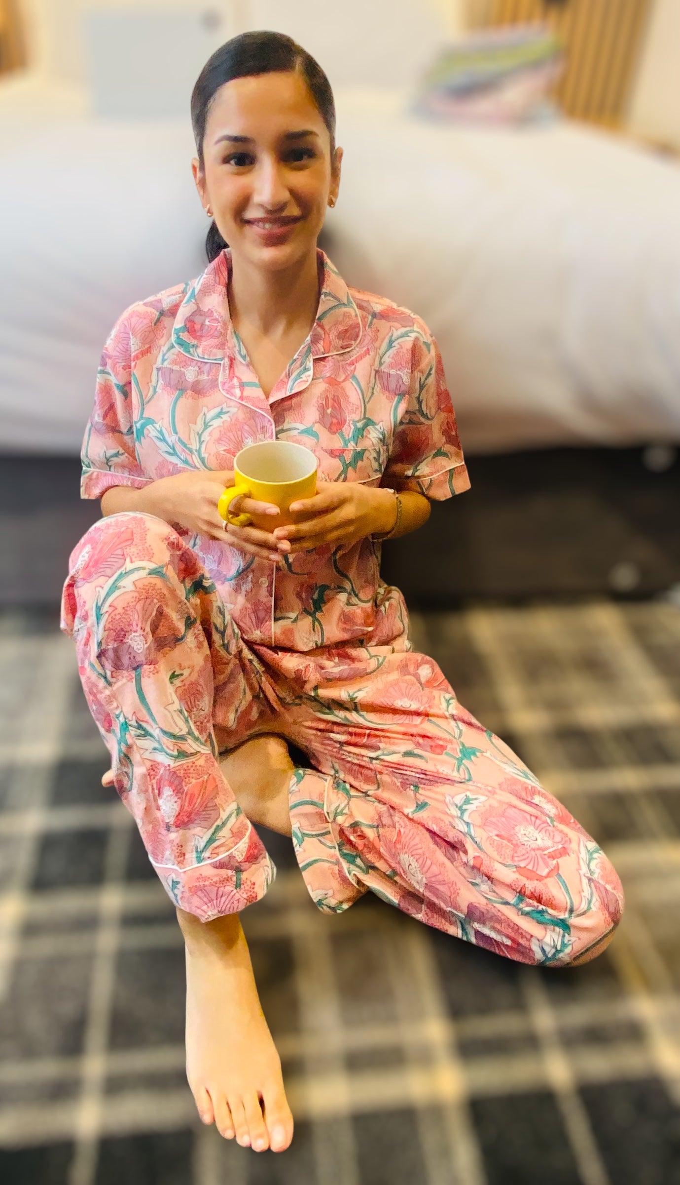 Peach Poppy floral print Pyjama set