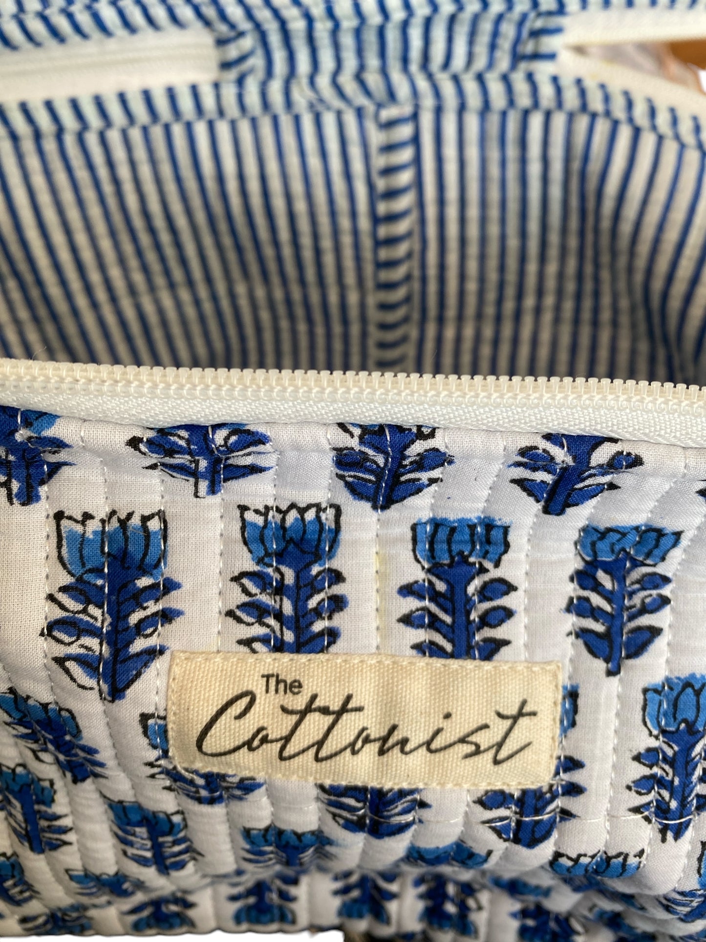 Blue Florals Handblock printed cosmetic bag /Travel kit