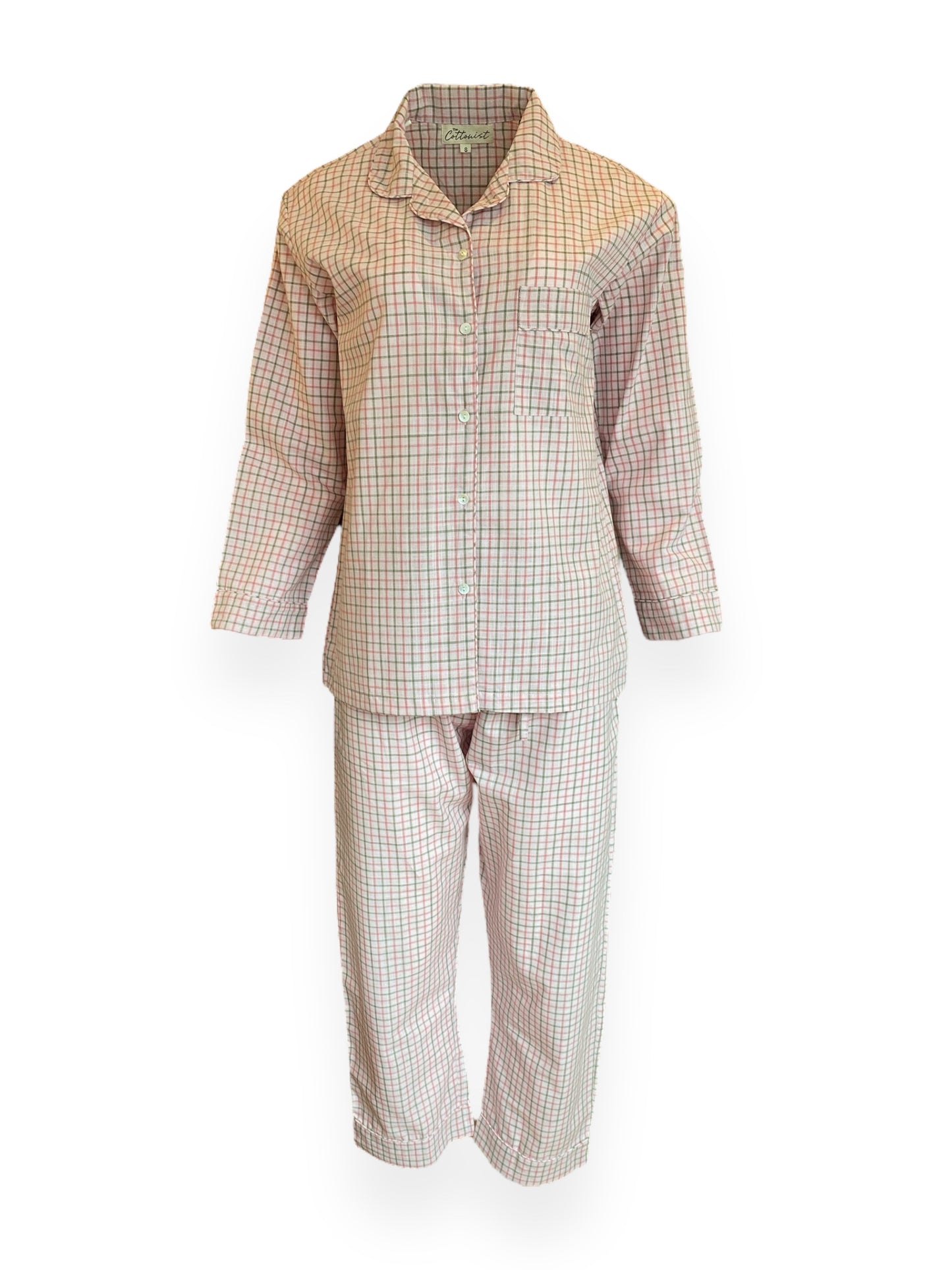 Pale Pink & green check print Pyjama set