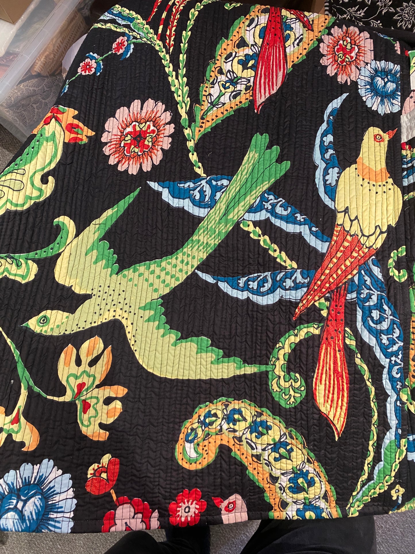 Birds of Paradise Reversible Quilted Kimono robe