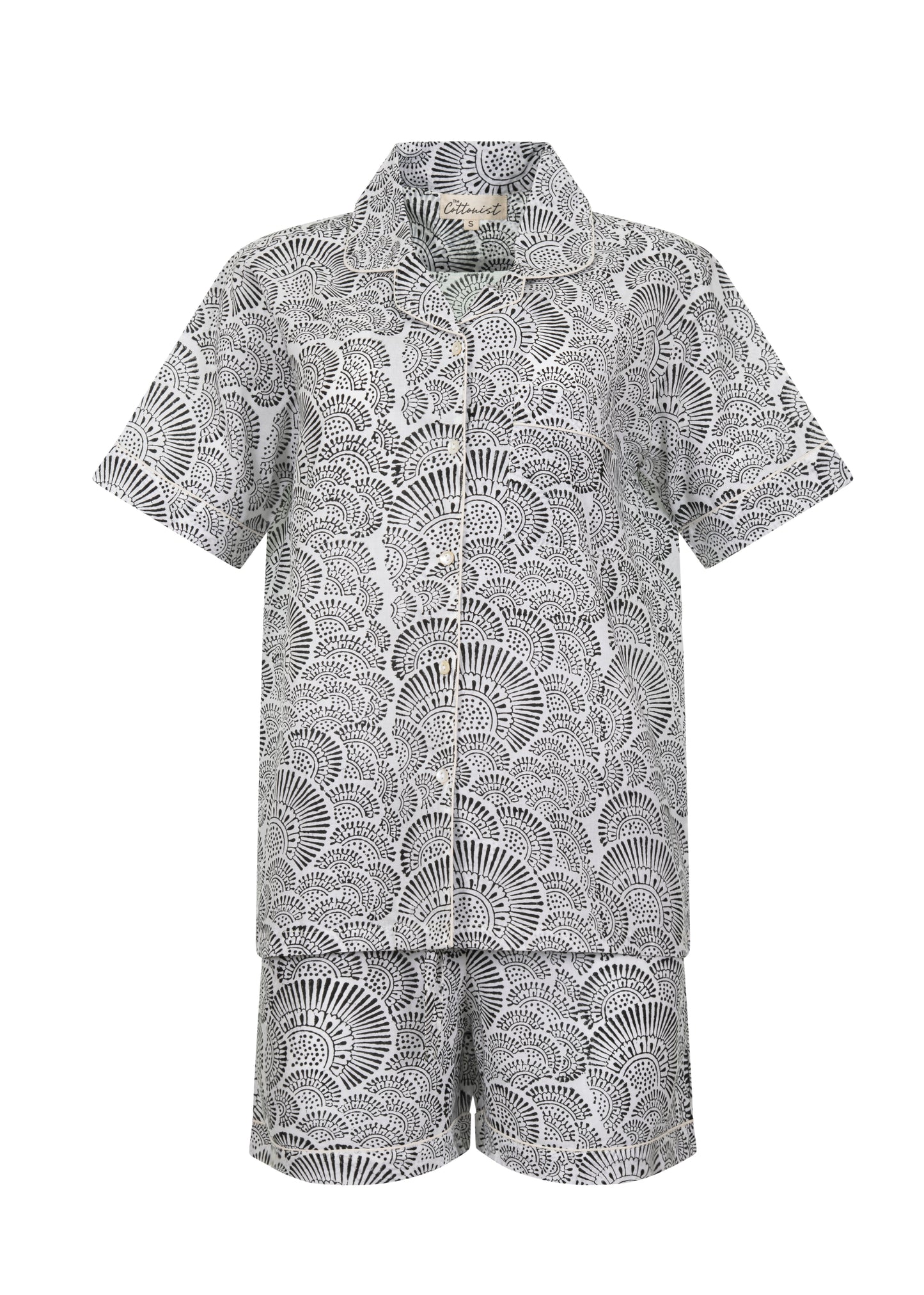 Monochrome Black & White Block Print Shorts Set