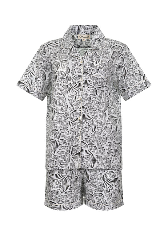 Monochrome Black & White Block Print Shorts Set