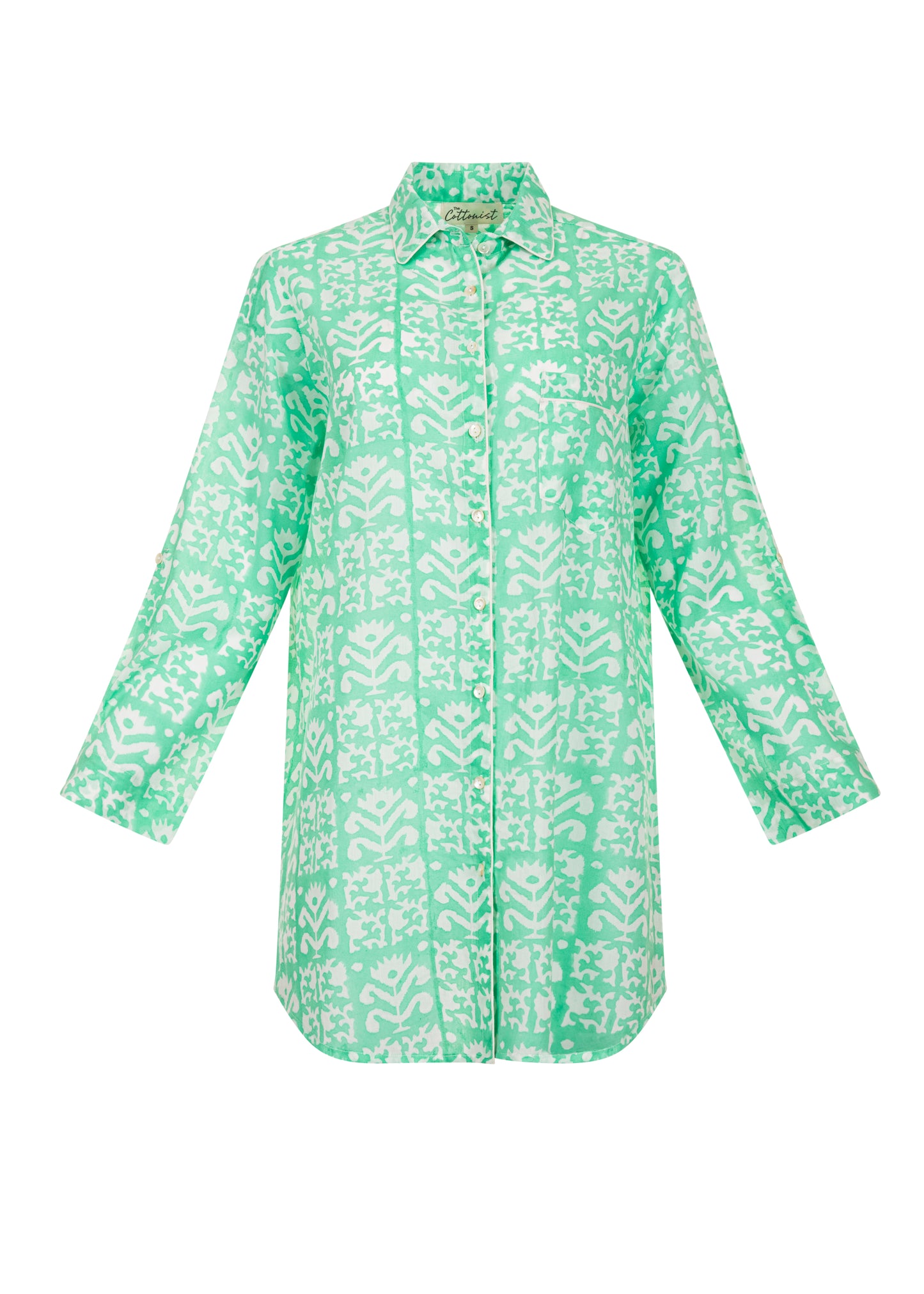 Ikat Sea Green Block Print Nightshirt