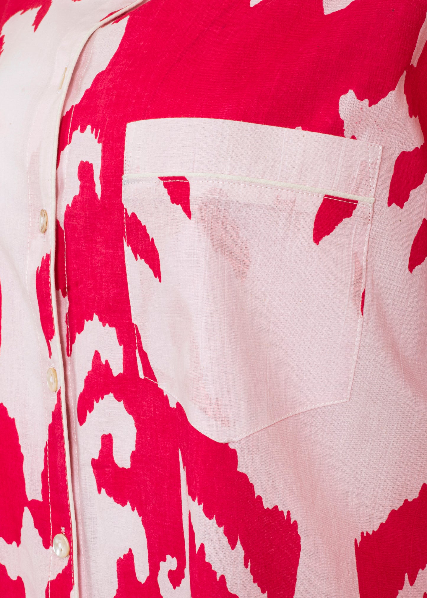 Ikat Bright Pink Block Print Cotton nightshirt