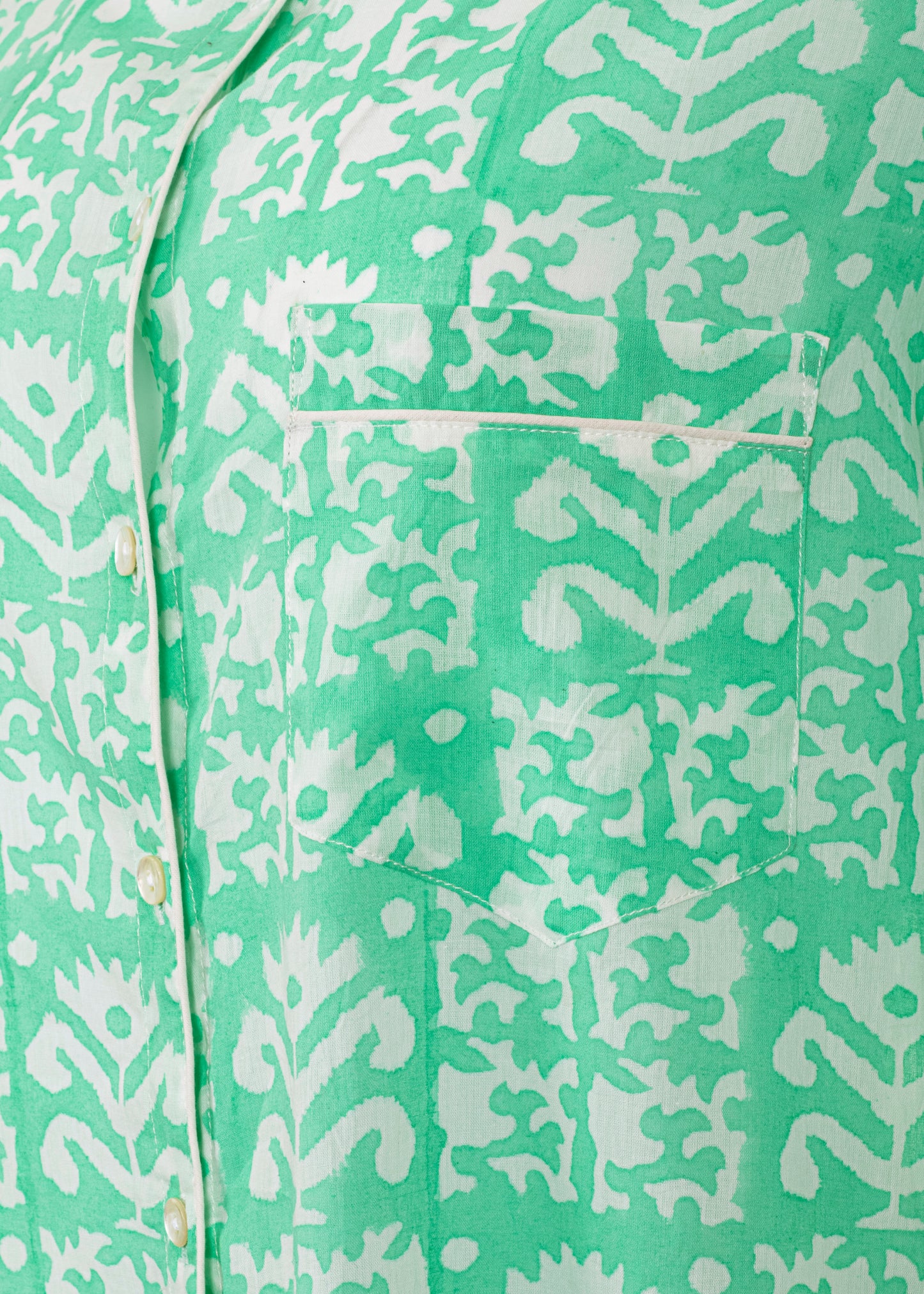 Ikat Sea Green Block Print Nightshirt