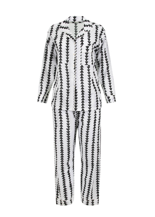 Monochrome Block Print Pyjama Set