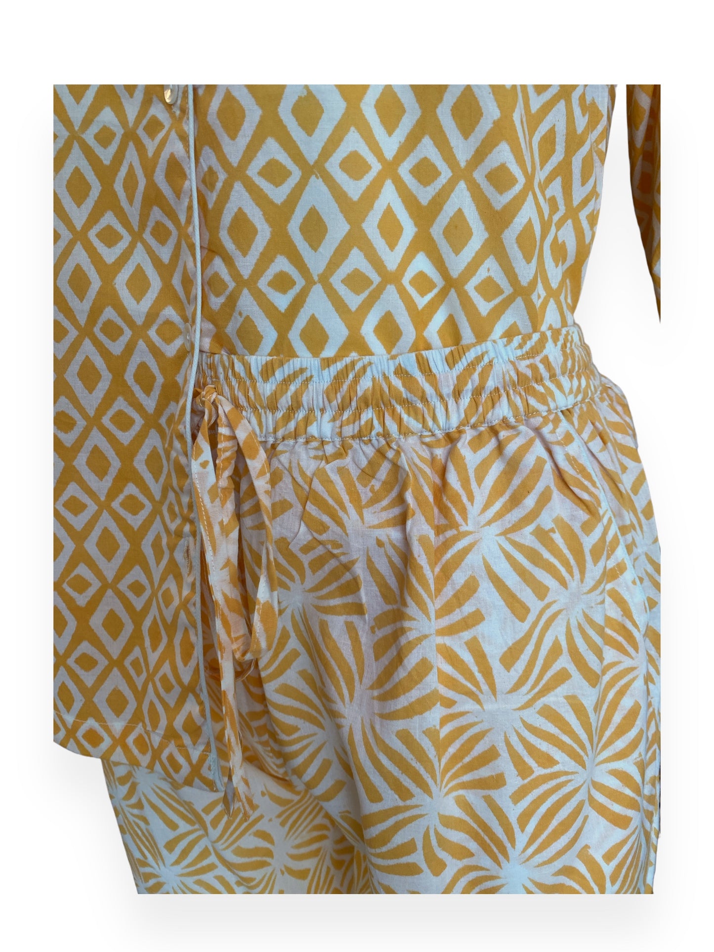 Dandelion Yellow handblock print Pyjama set