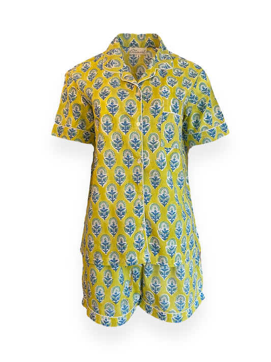 Lime green & Blue Booti Shorts set