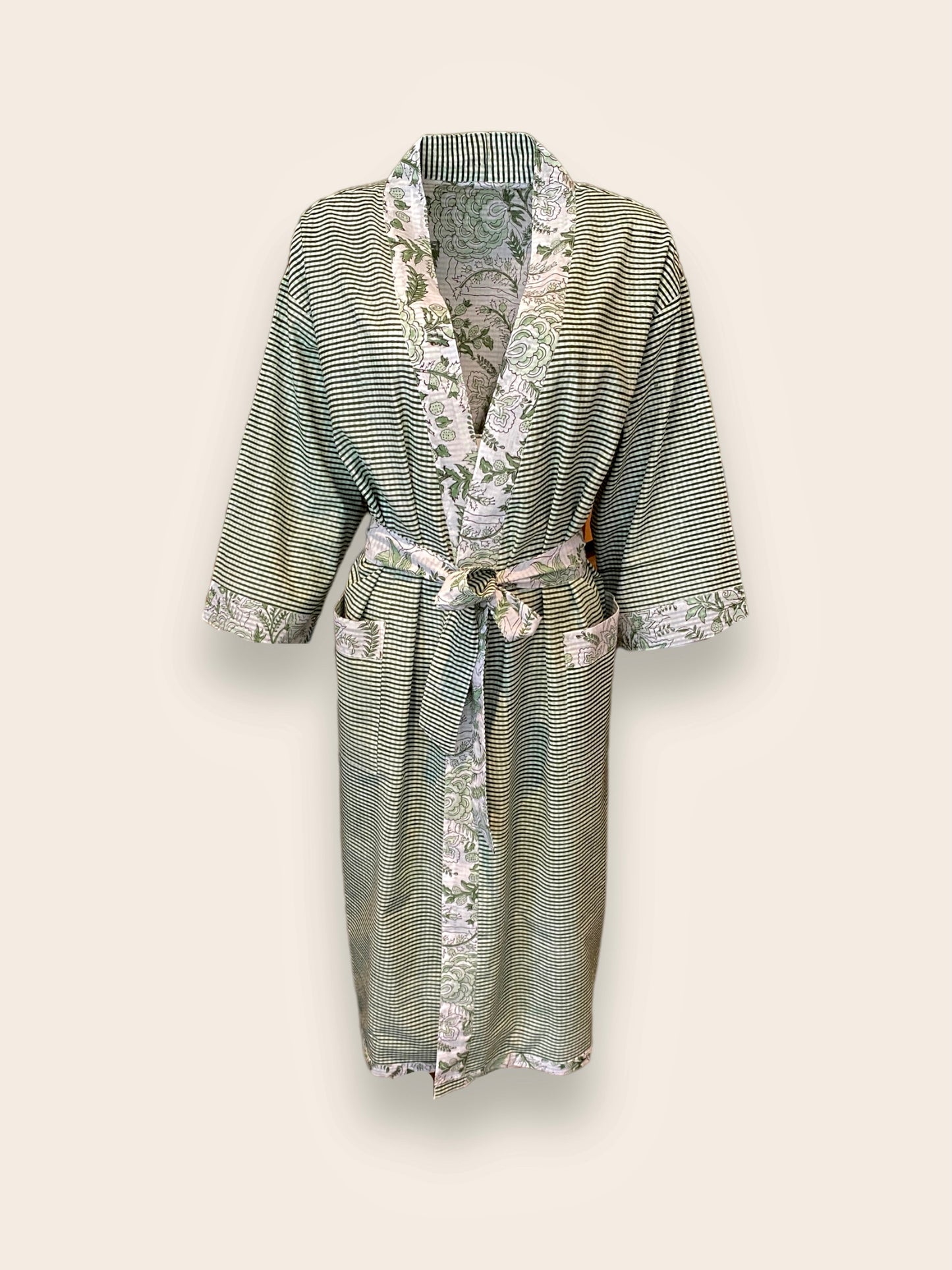 Turf Green Jungle/strip Reversible Cotton robes