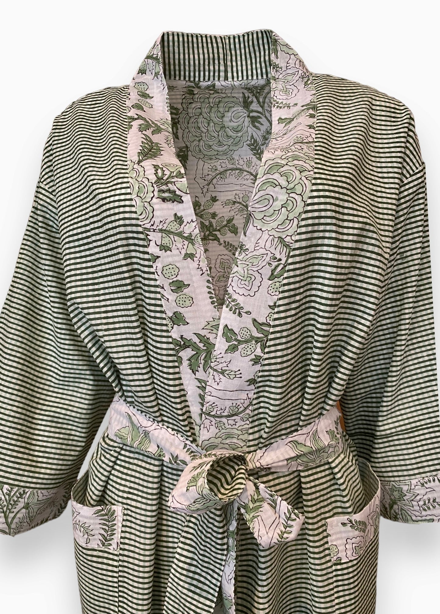 Turf Green Jungle/strip Reversible Cotton robes