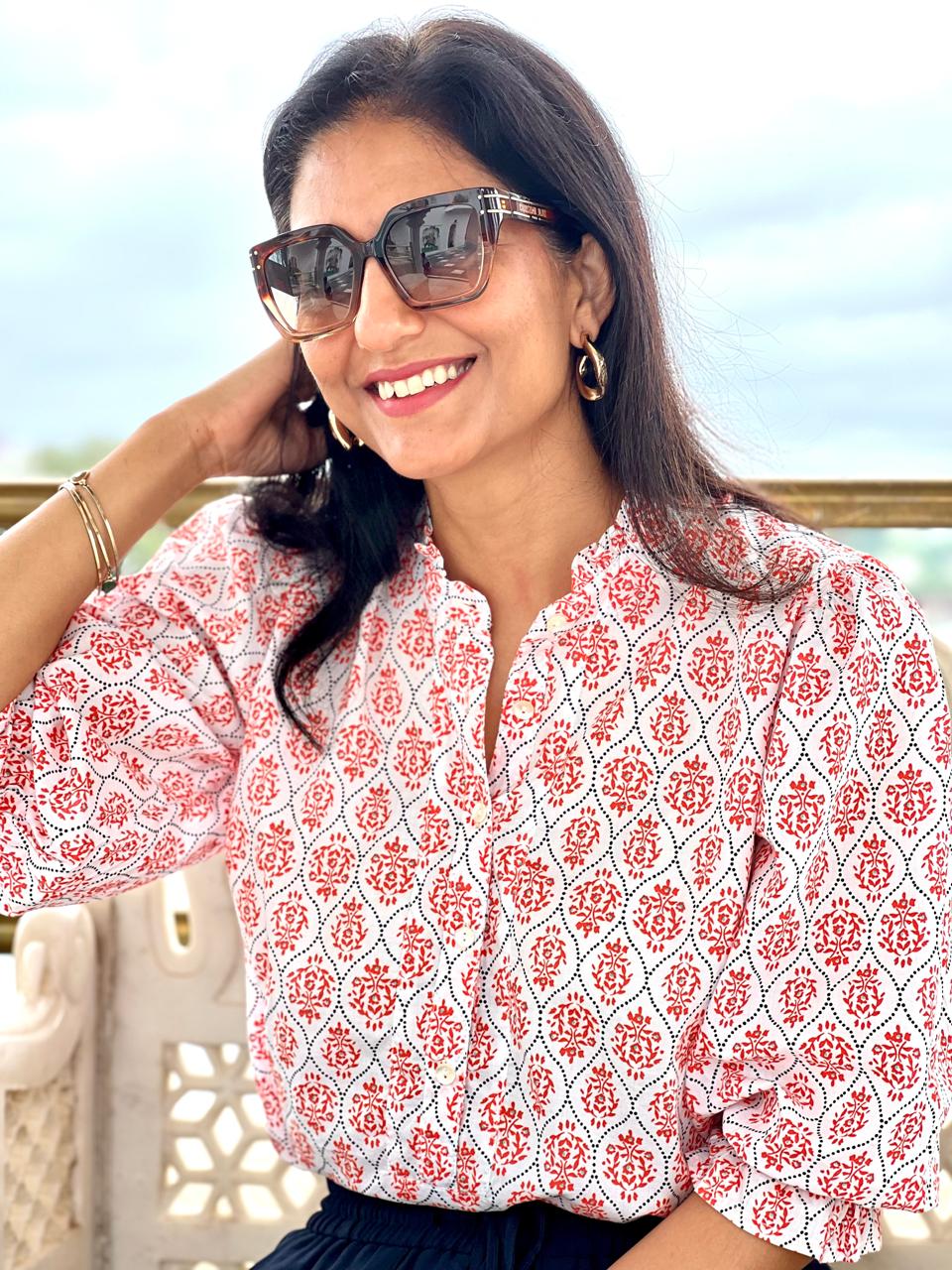 Dark Blue Booti Mehr Cotton top