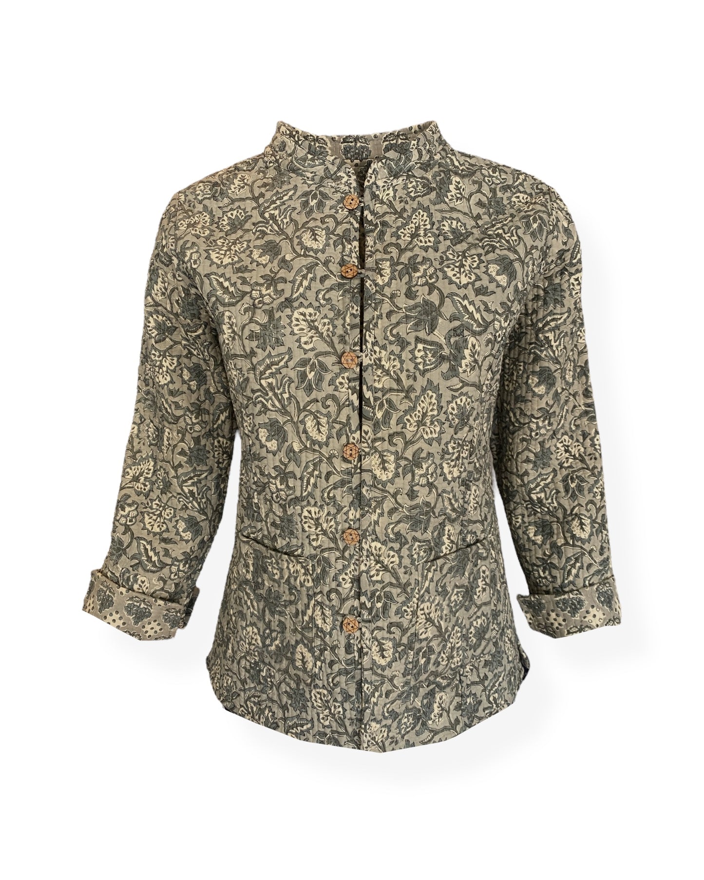 Grey Booti print Reversible jacket