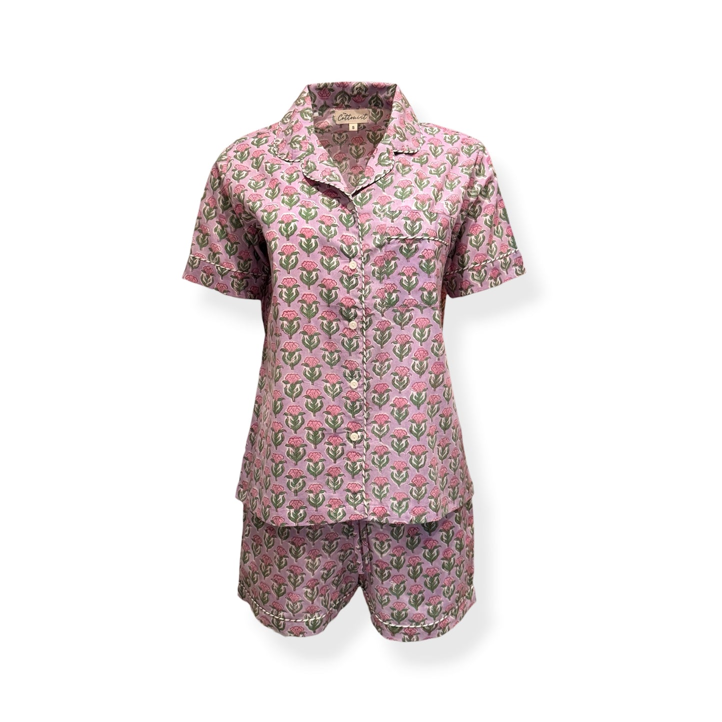 Lilac Rosebuds print shorts set