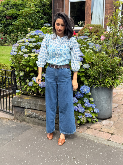 Blue Blooms Print Top