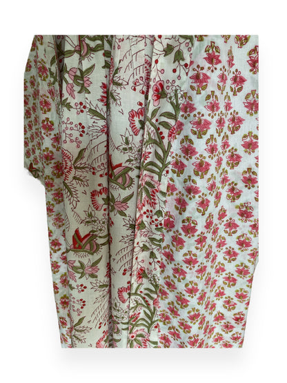 Raspberry Pink Booti jaal Reversible Cotton Robe/Kaftan