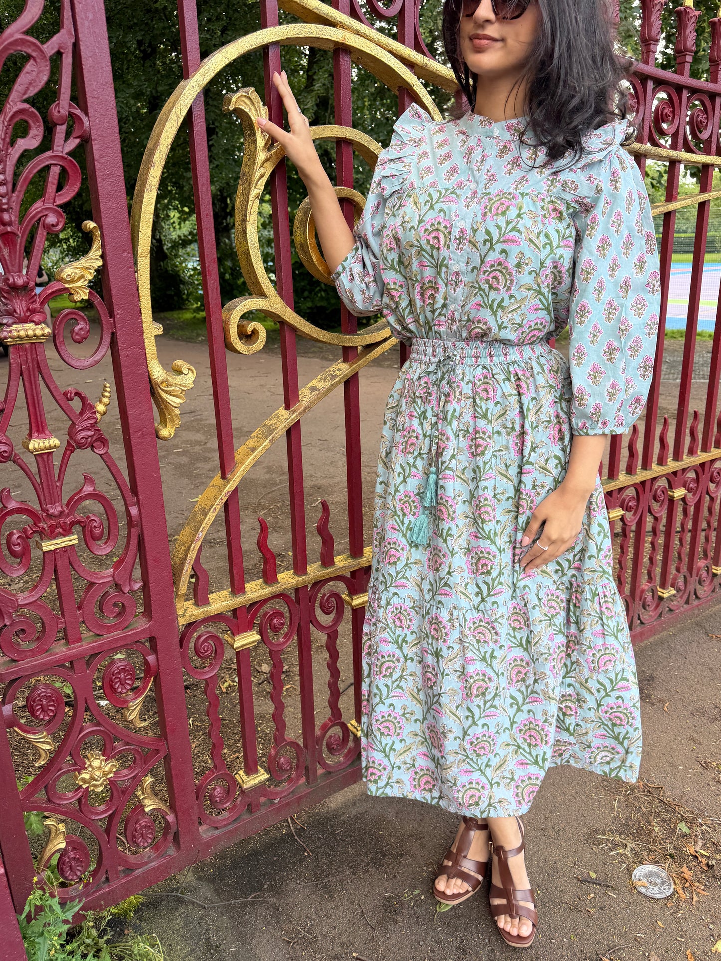 Duck-egg bloom Midi skirt