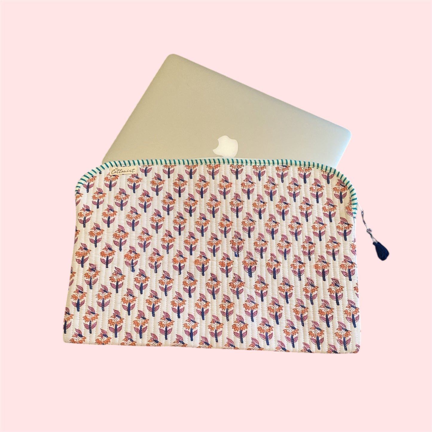 Pink & Blue Booti Quilted Laptop Sleeve