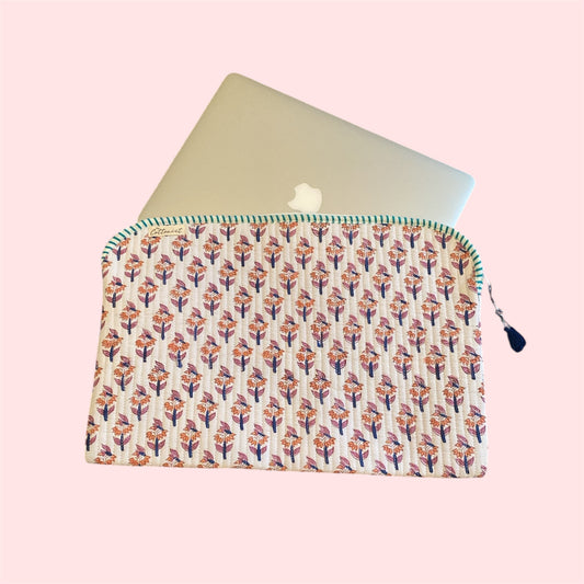 Pink & Blue Booti Quilted Laptop Sleeve