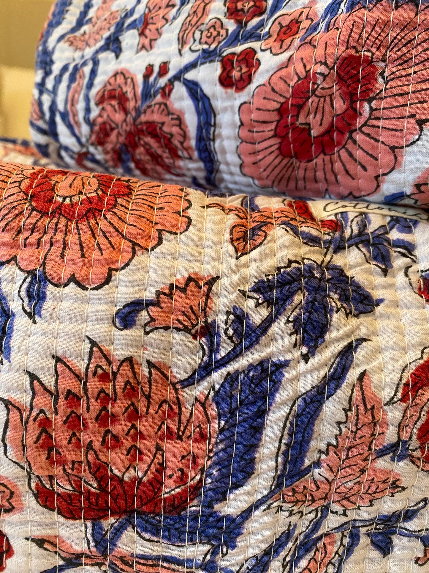 Vintage Florals handblock print cosmetic bags