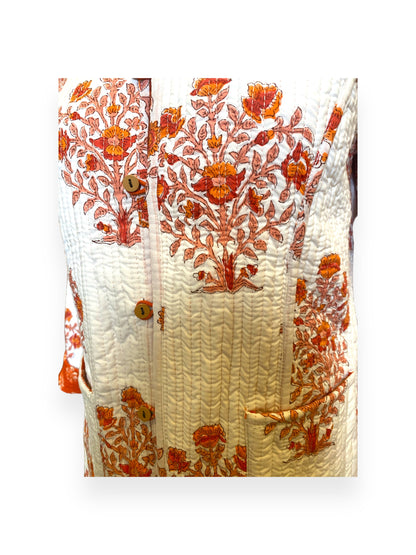 Tangerine & Cream Booti print Reversible jacket