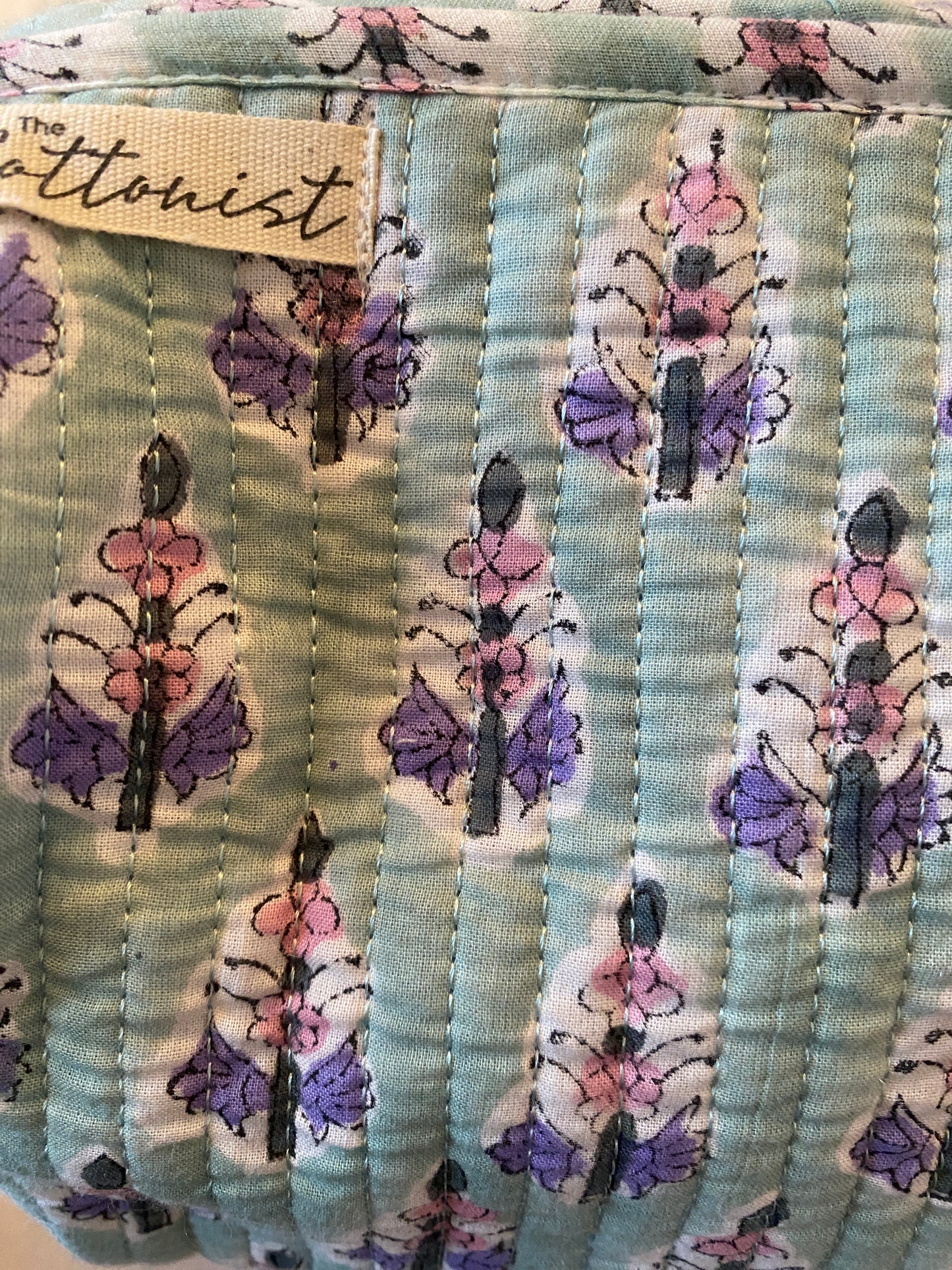 Sea green and Mauve booti handblock print cosmetic bags