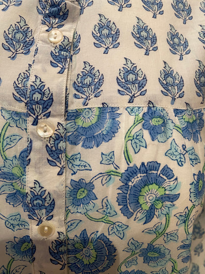 Blue Blooms Print Top